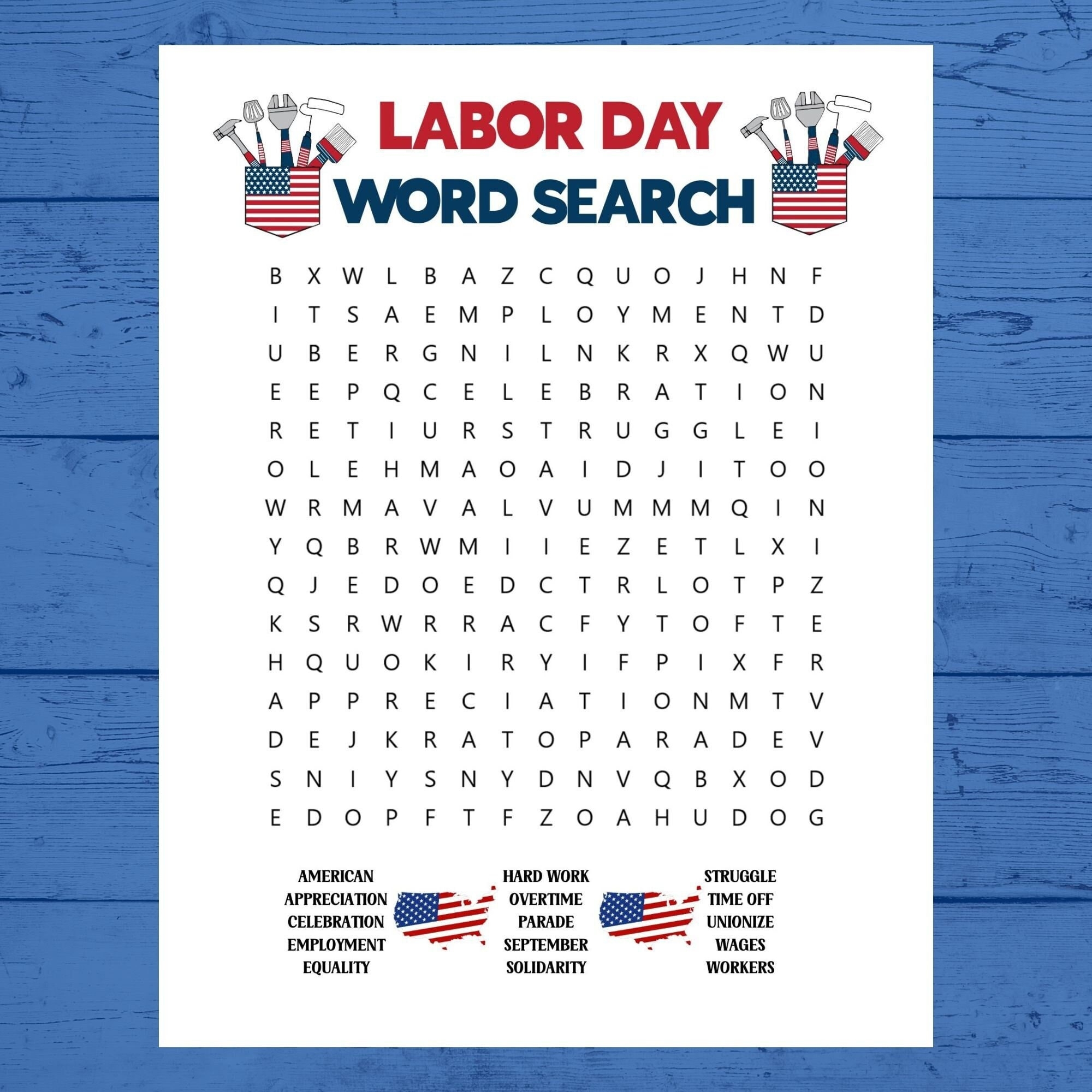 Labor Day Word Search Party Games Word Searches Word Search Printable