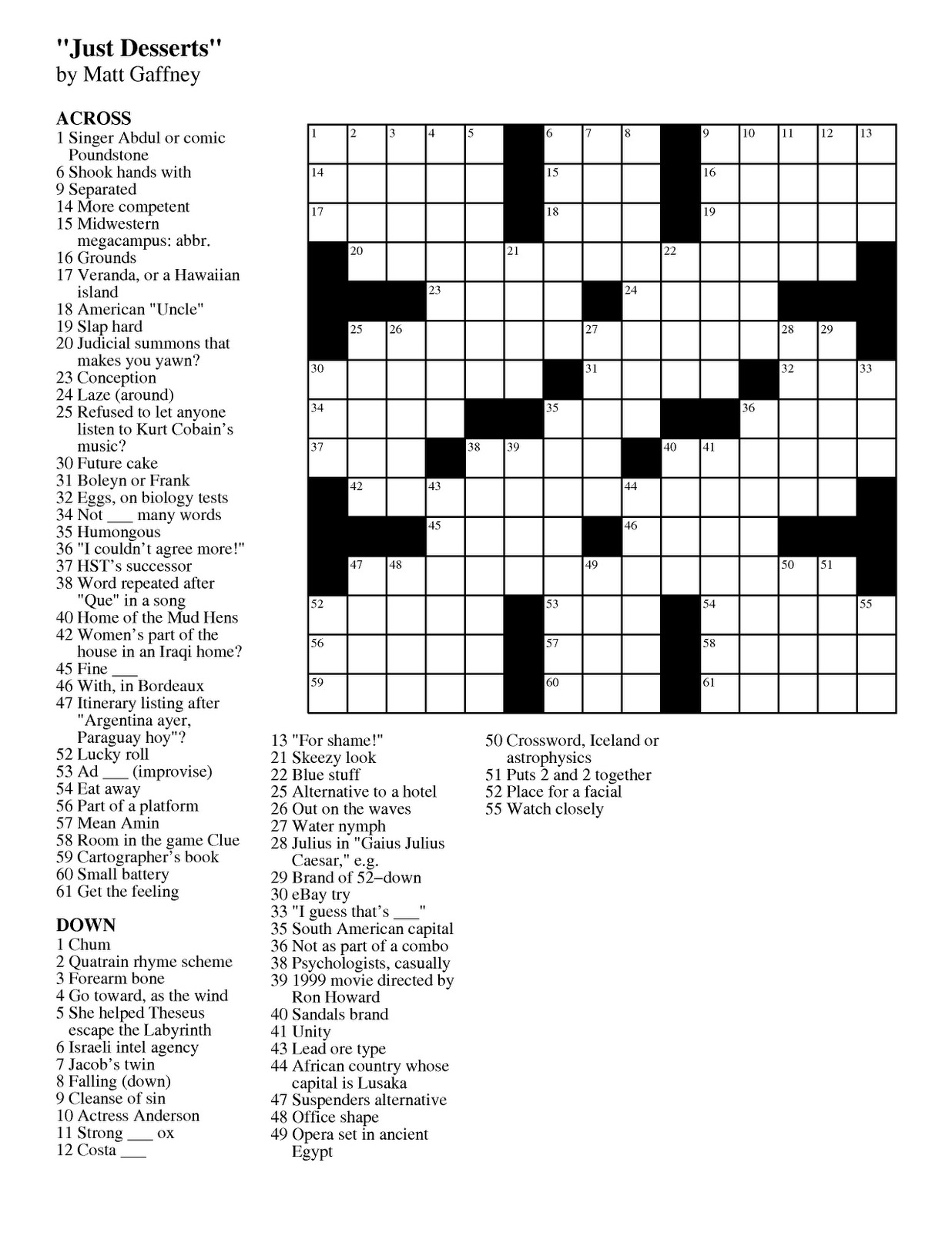 Large Print Crossword Puzzles Free Printable Printable Coloring Free