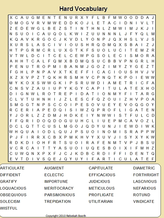 Large Print Difficult Hard Word Search Printable