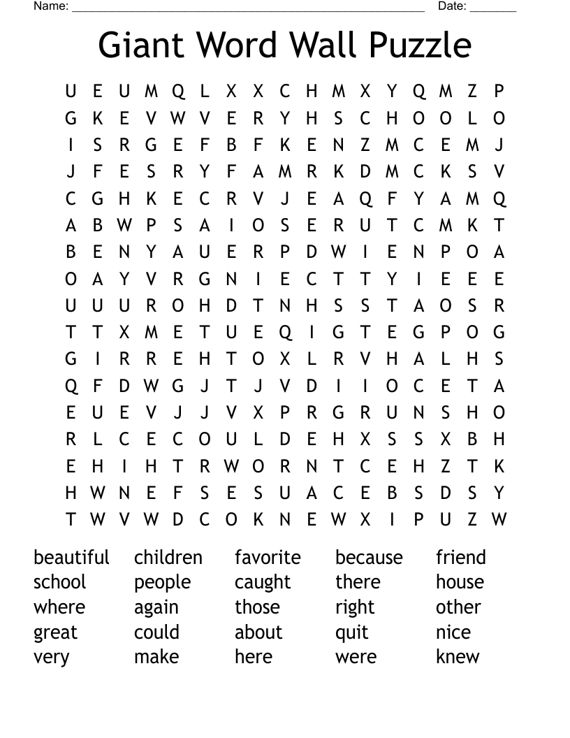 Large Print Printable Word Search Puzzles