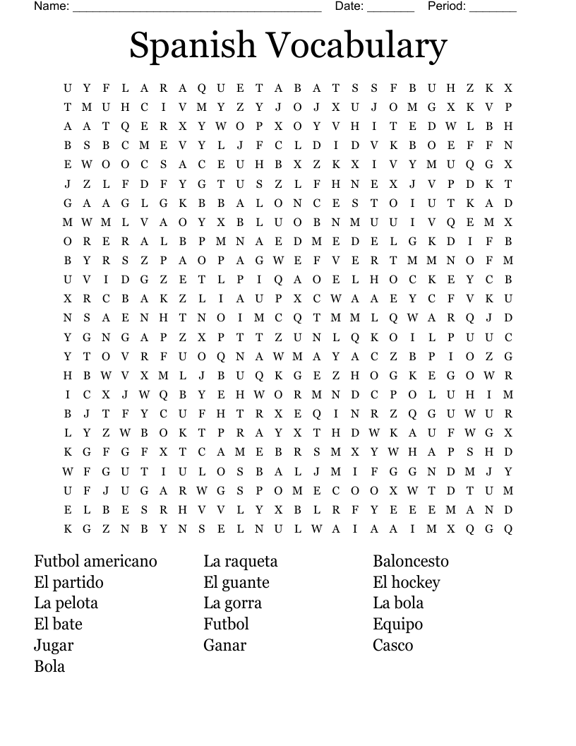 Large Print Spanish Word Search Printable Word Search Maker
