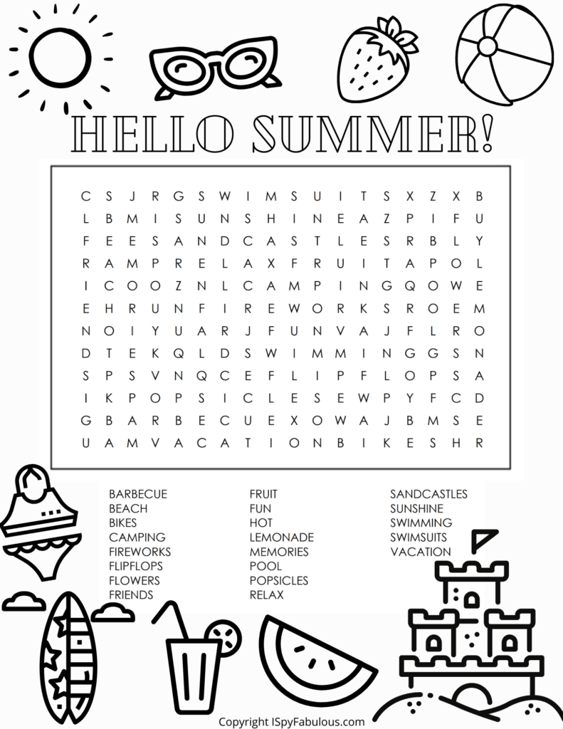 Large Print Summer Word Search Free Printable Word Search Maker