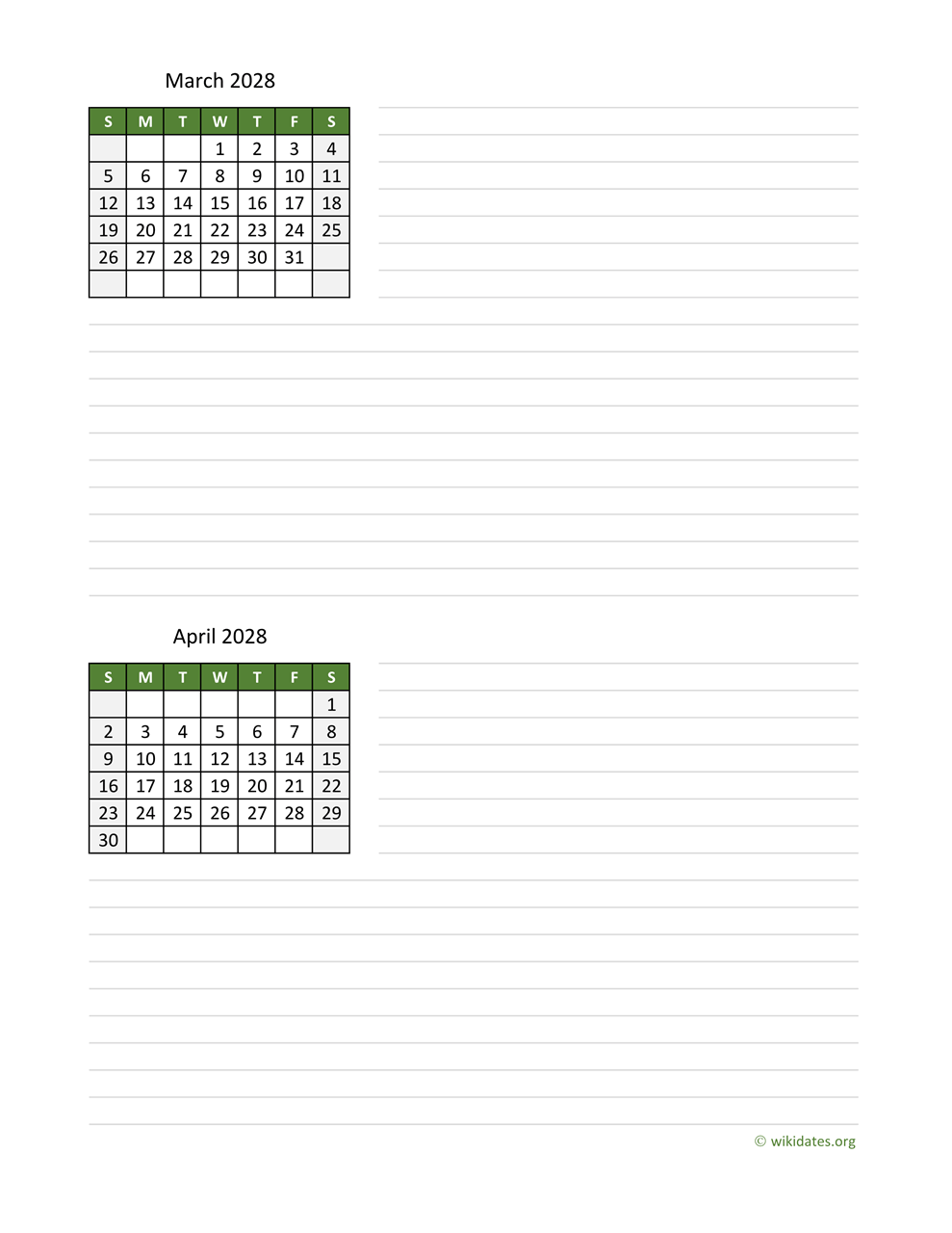 March And April 2028 Calendar WikiDates March And April 2028 Calendar WikiDates