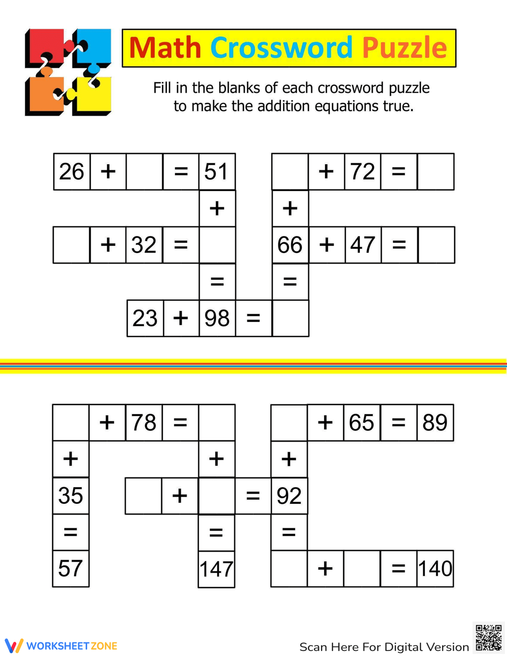 Math Crossword Puzzle Solver Printable Free Templates