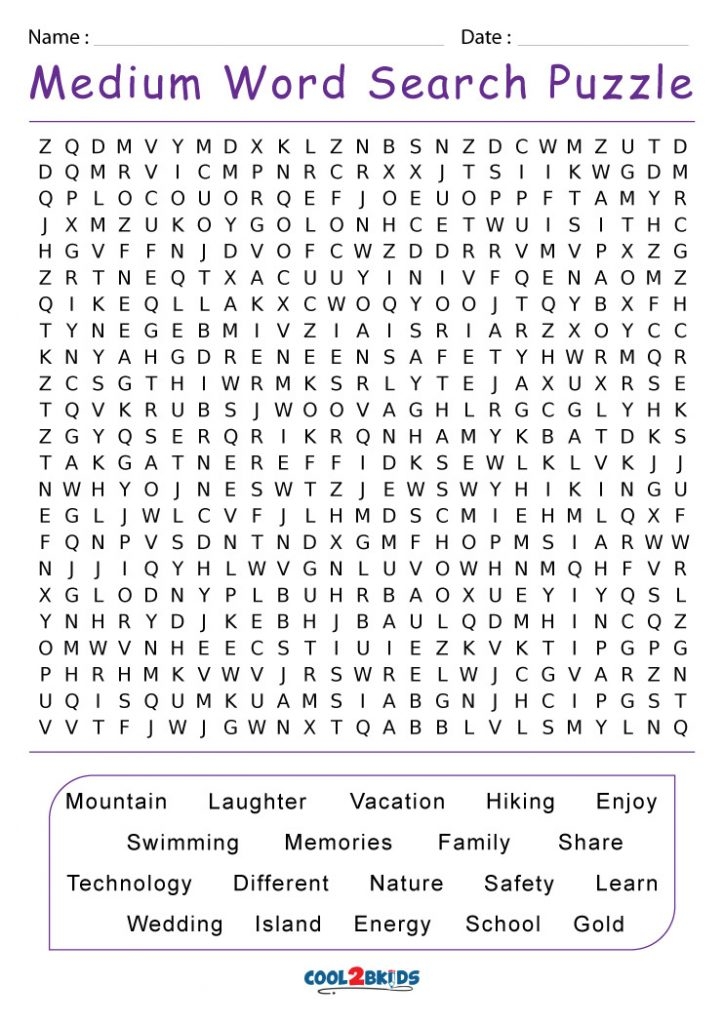 Medium Word Search Printable Medium Word Search Printable
