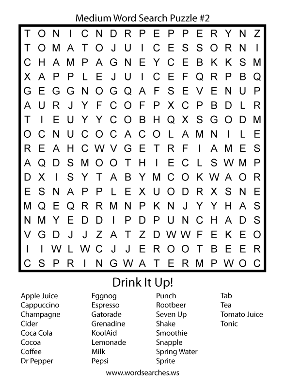Medium Word Searches Medium Word Search Puzzle Two Printable Word Search