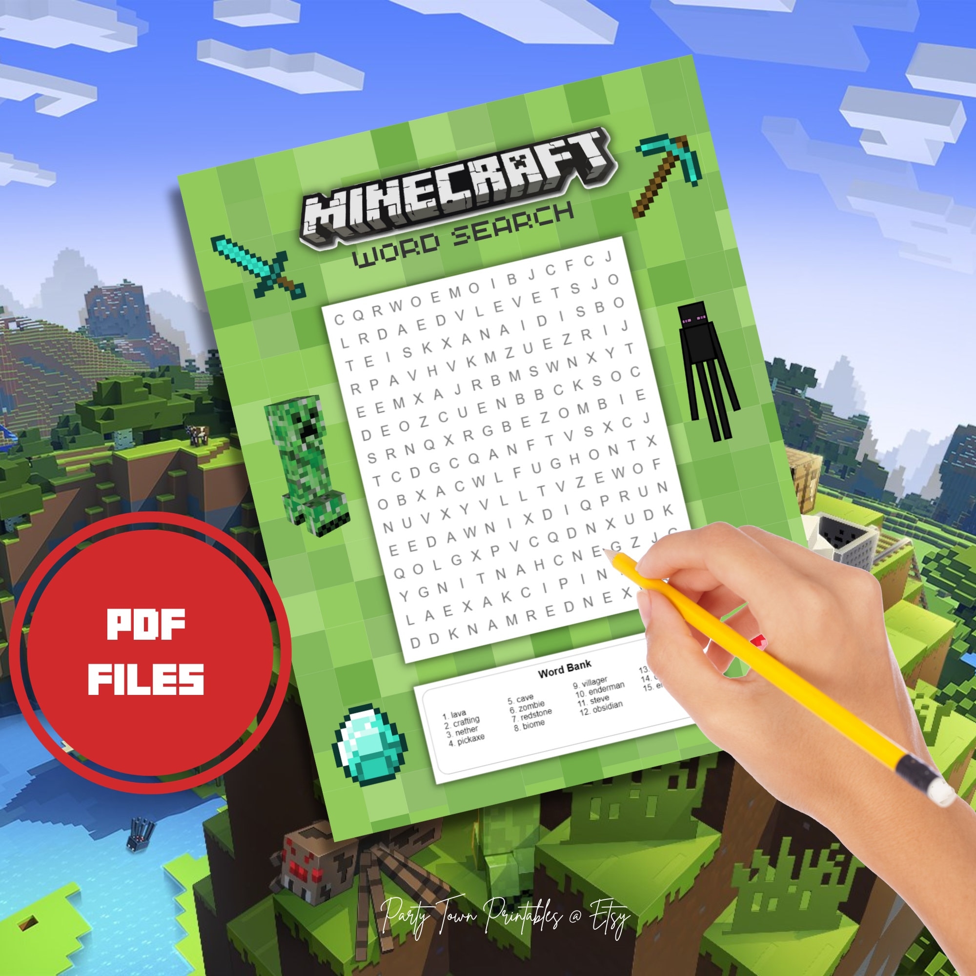 Minecraft Word Search Puzzle Printable Digital Download Etsy UK Minecraft Word Search Puzzle Printable Digital Download Etsy UK