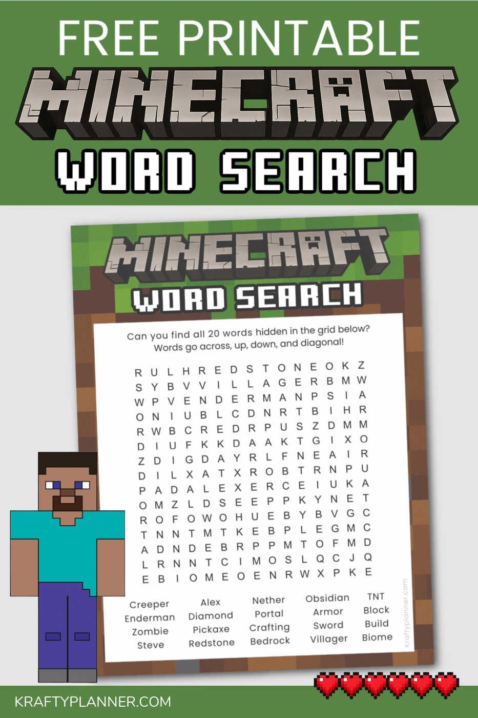 Minecraft Word Search Word Search Seek Find Crossword Puzzle Game