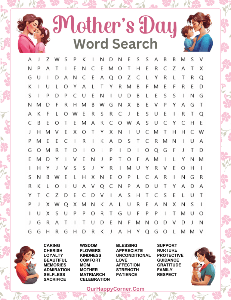 Mother 39 s Day Word Search Free Printable Our Happy Corner