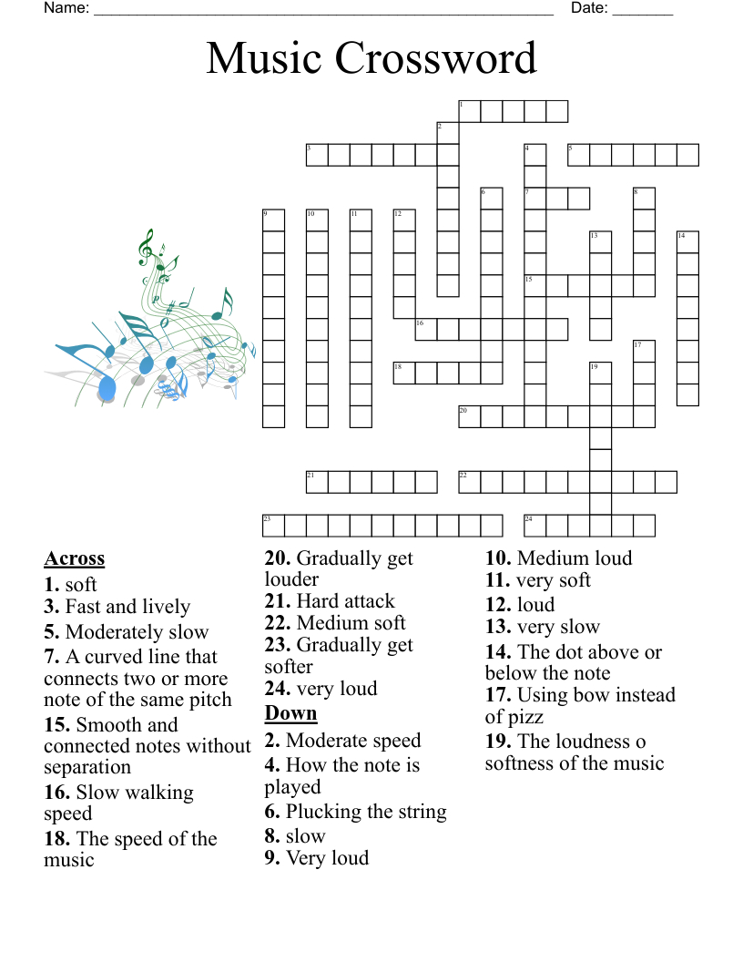 Music Crosswords Printable FREE Printable HQ Music Crosswords Printable FREE Printable HQ