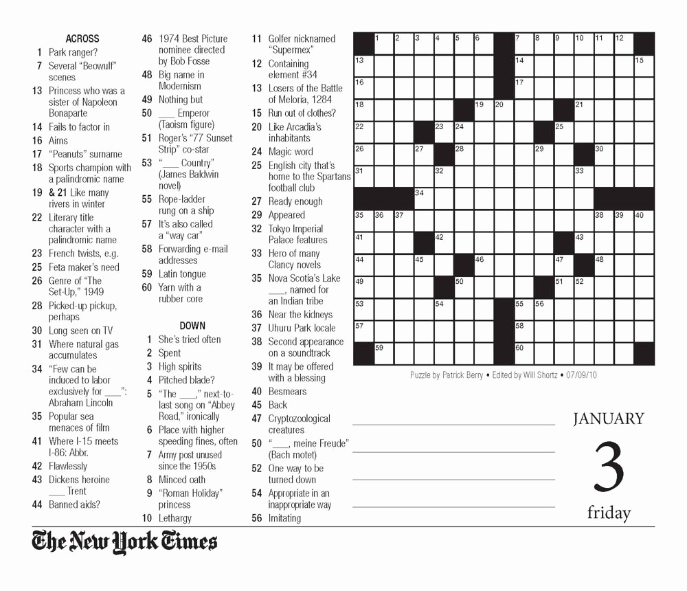 New York Times Sunday Crossword Printable