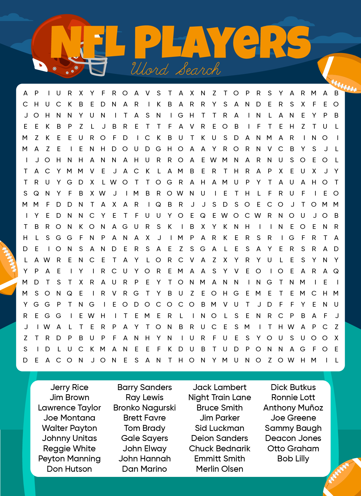 NFL Football Word Search 10 Free PDF Printables Printablee