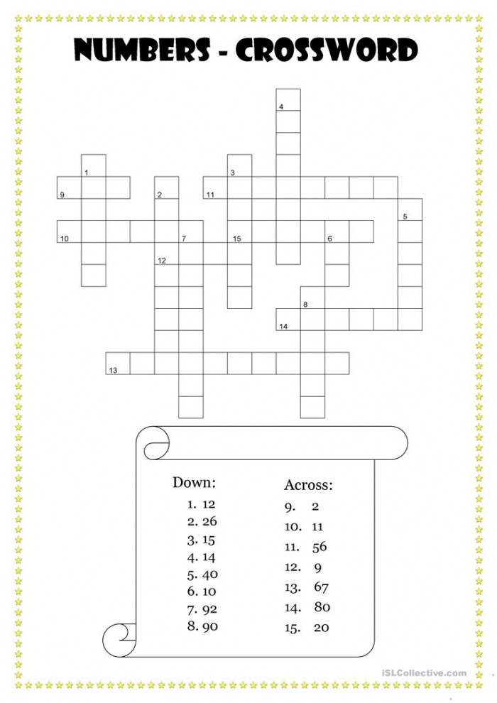 Number Crossword Worksheets 99Worksheets