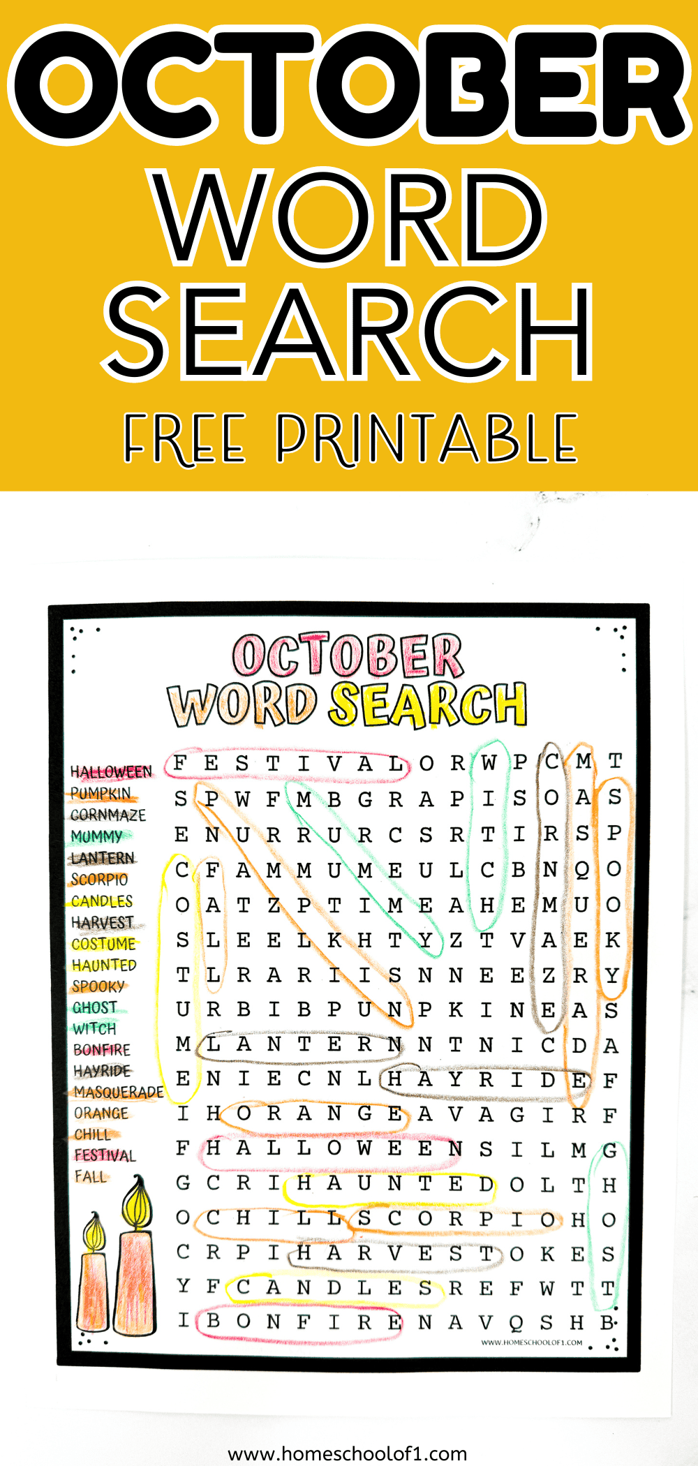 October Word Search Free Printable 