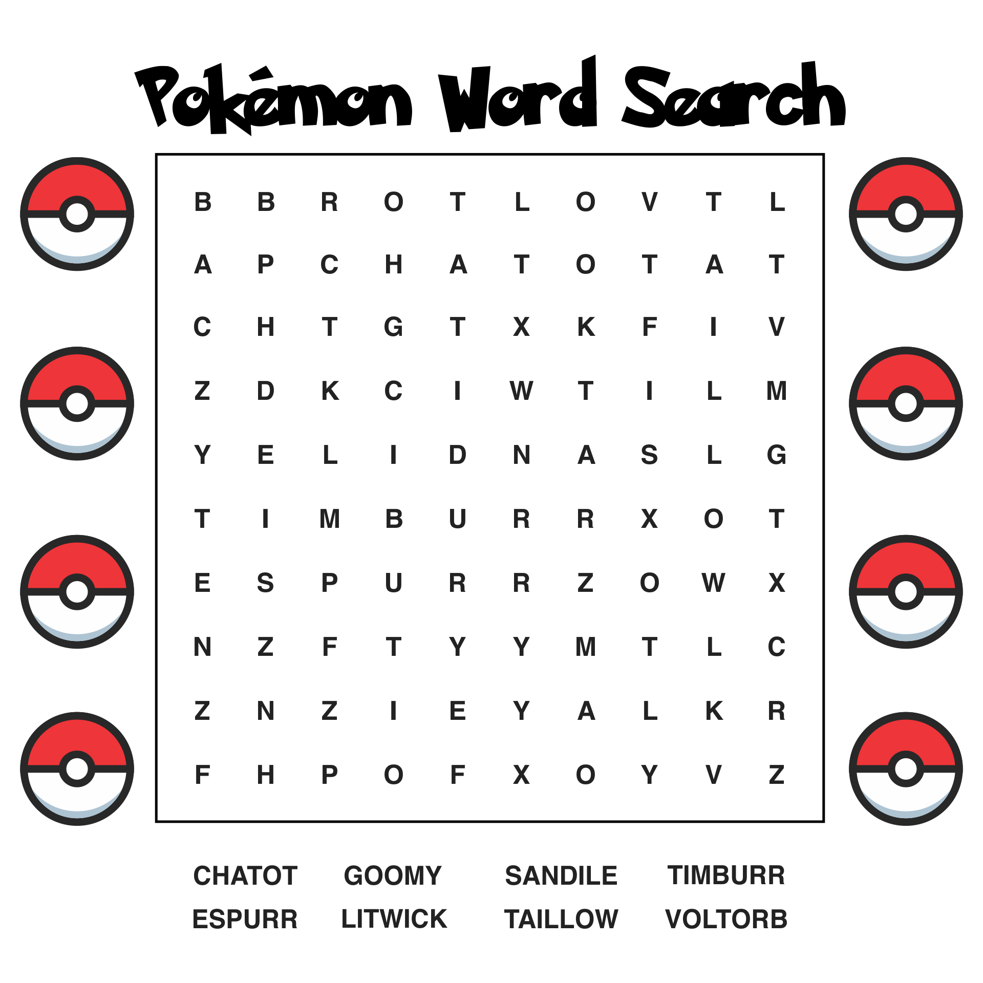Pokemon Word Search Puzzles 10 Free PDF Printables Printablee
