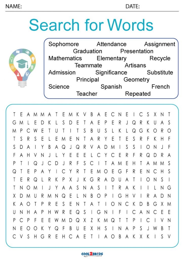 Printable 6th Grade Word Search Cool2bKids