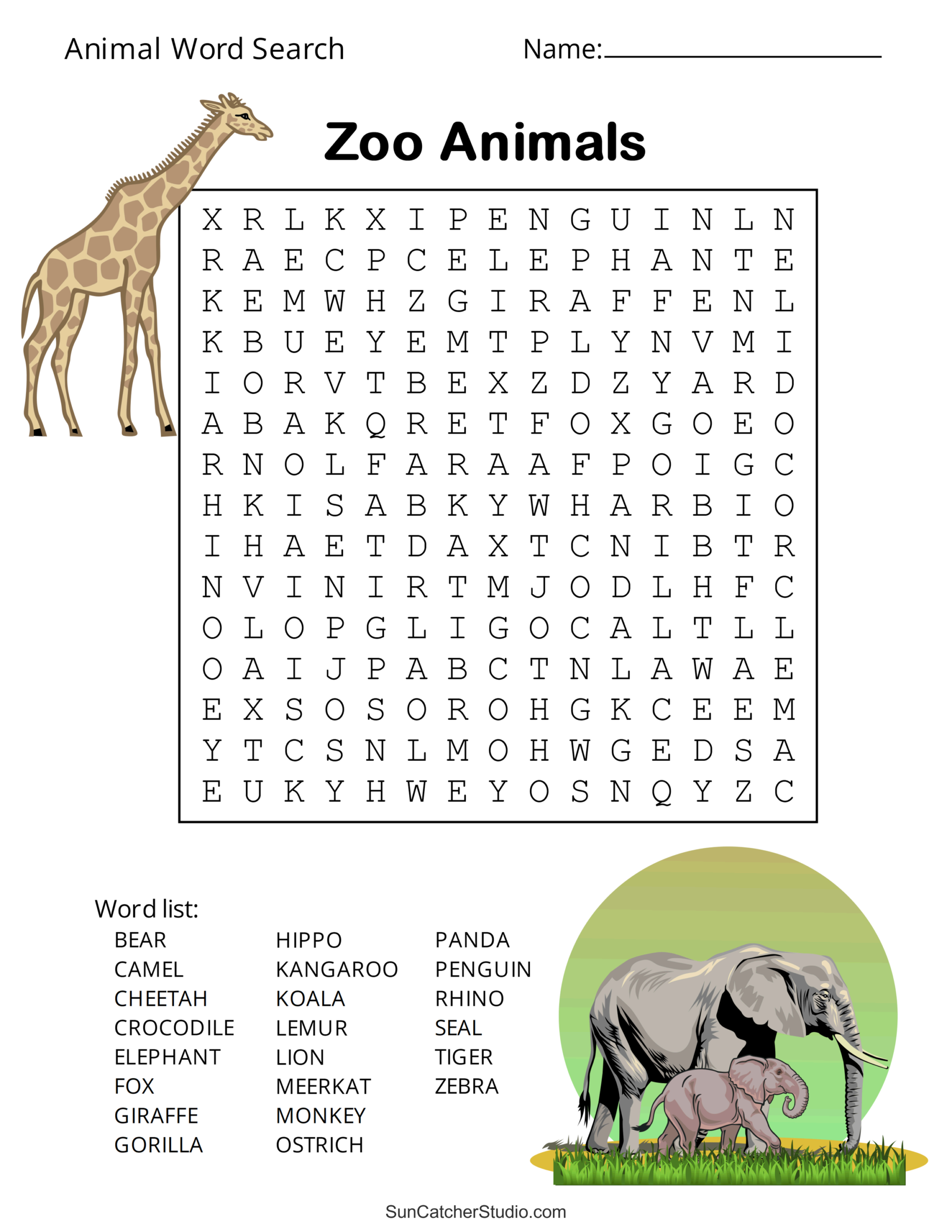 Printable Animal Word Searches