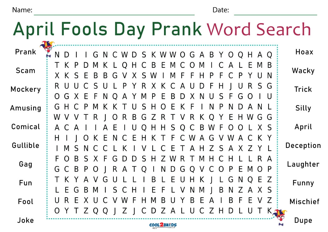 Printable April Fool 39 s Word Search Cool2bKids