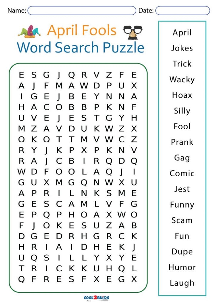 Printable April Fool 39 s Word Search Cool2bKids