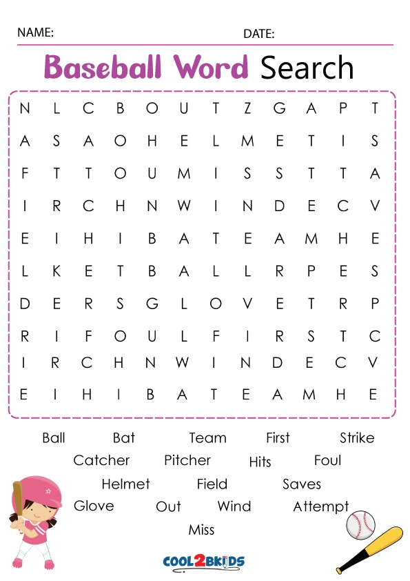 Printable Baseball Word Search Cool2bKids Printable Baseball Word Search Cool2bKids