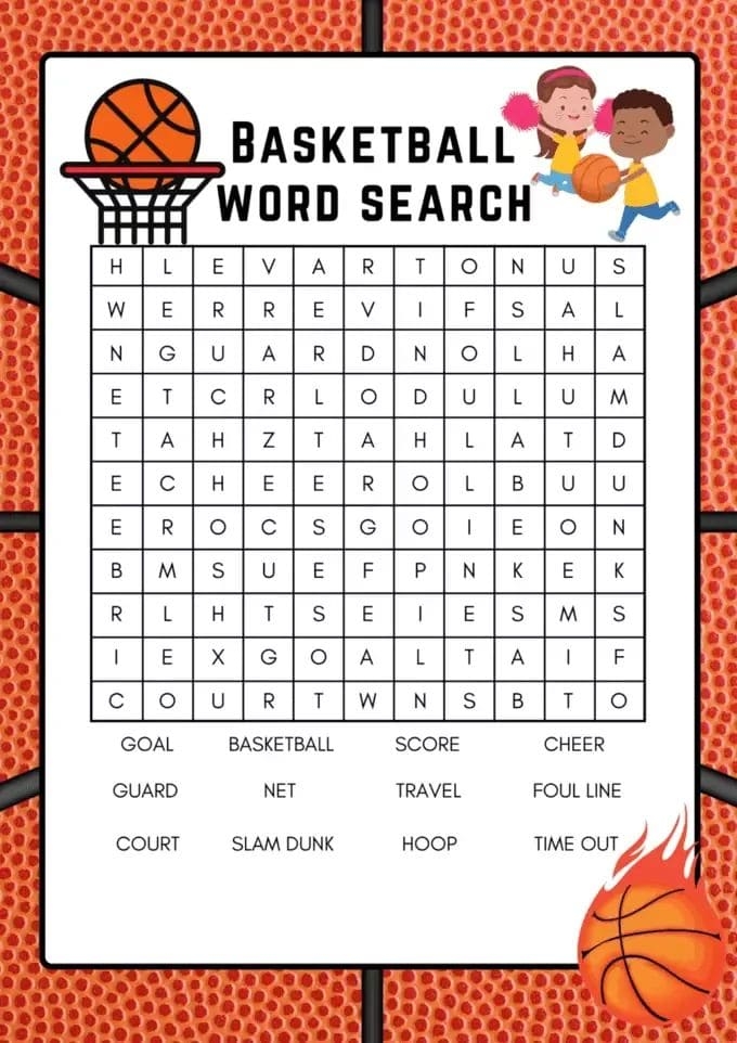 Printable Basketball Word Search PrintableLib
