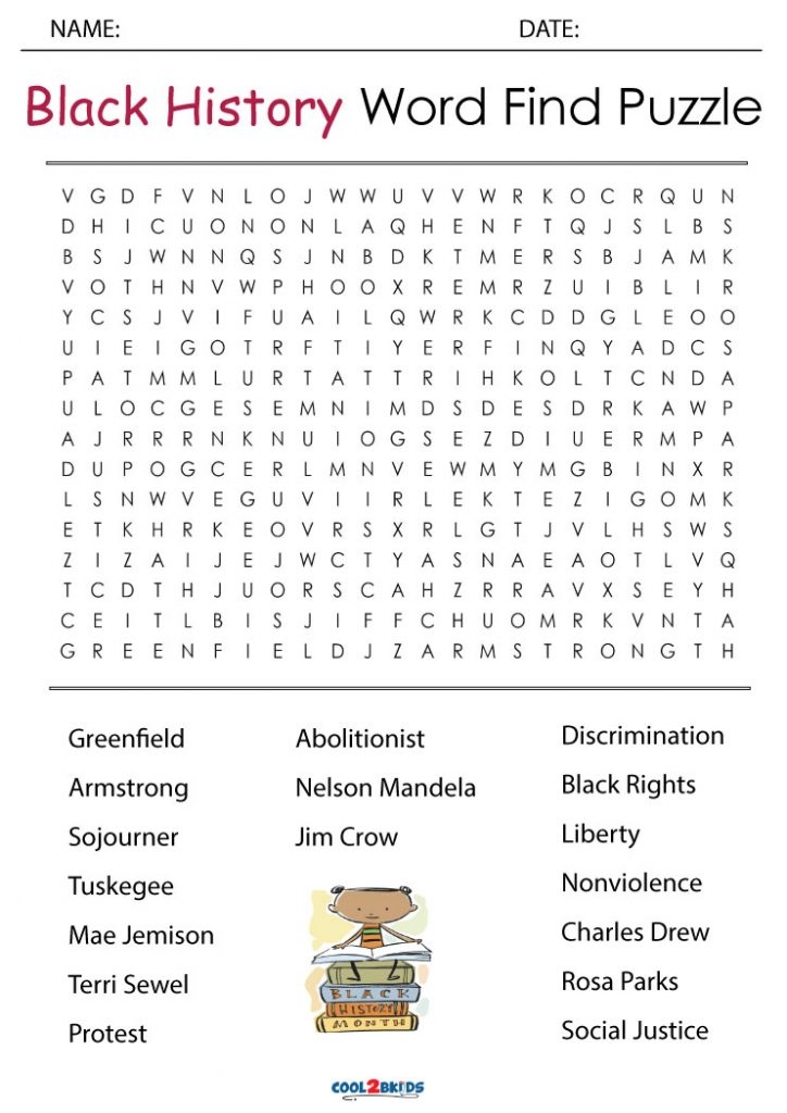Printable Black History Month Word Search Cool2bKids