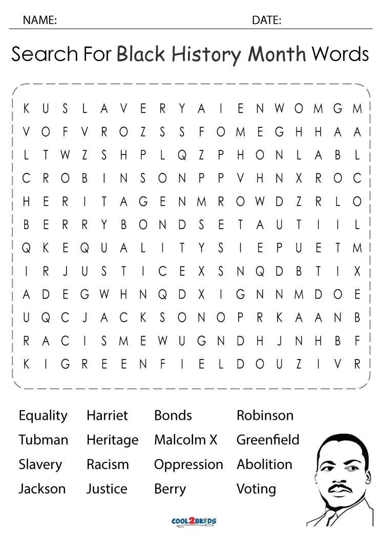 Printable Black History Month Word Search Cool2bKids Printable Black History Month Word Search Cool2bKids