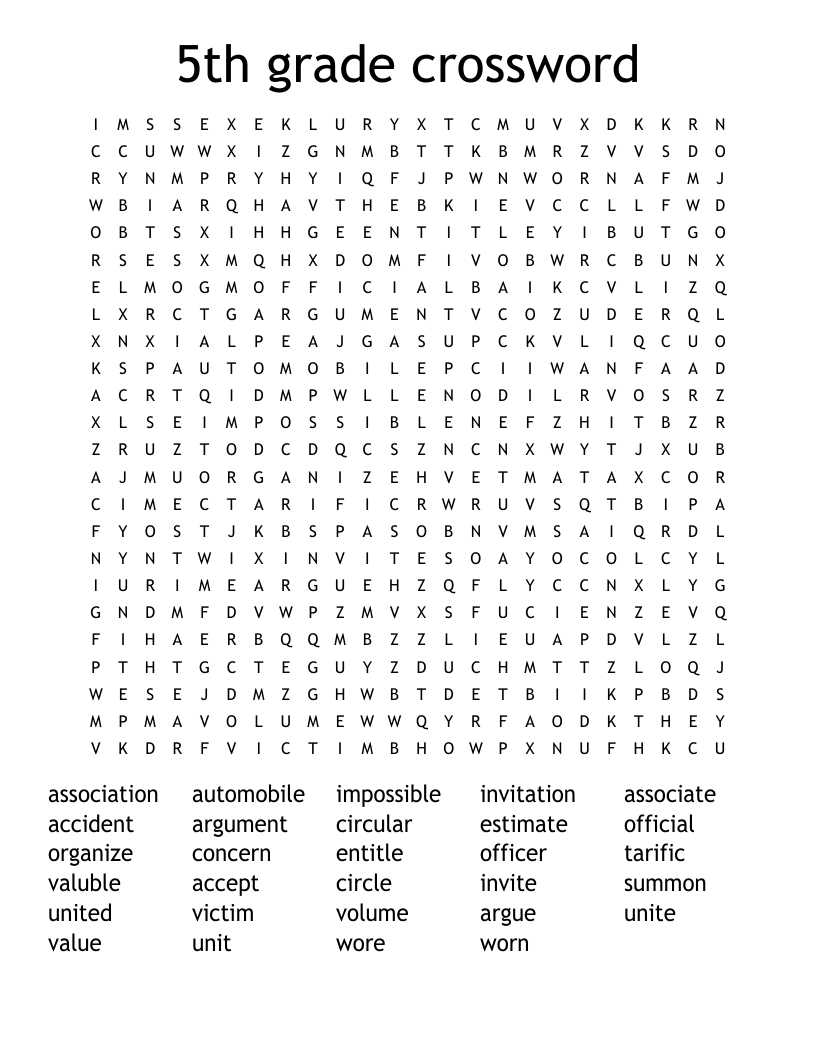 Printable Crossword Puzzles For 5th Graders FREE Printable HQ Printable Crossword Puzzles For 5th Graders FREE Printable HQ