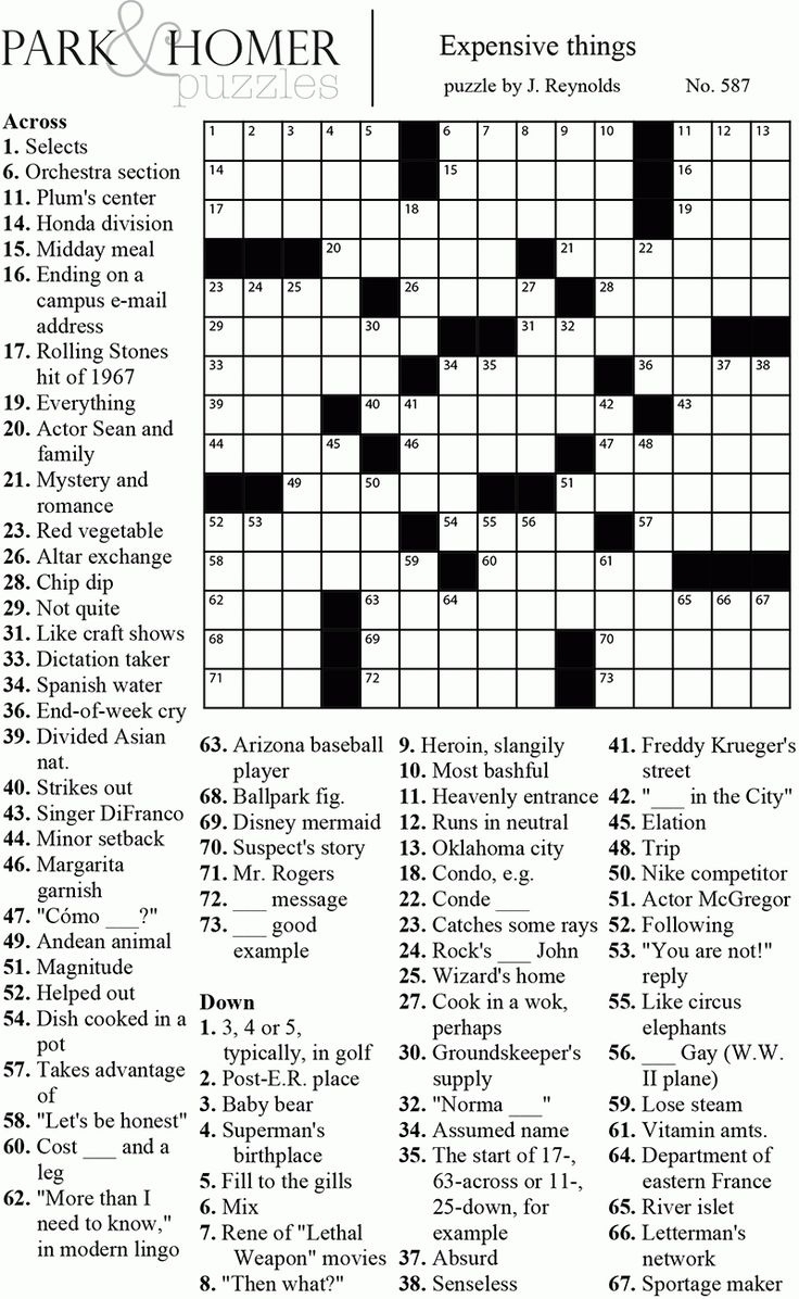 Printable Crossword Puzzles For Teenagers FREE Printable HQ