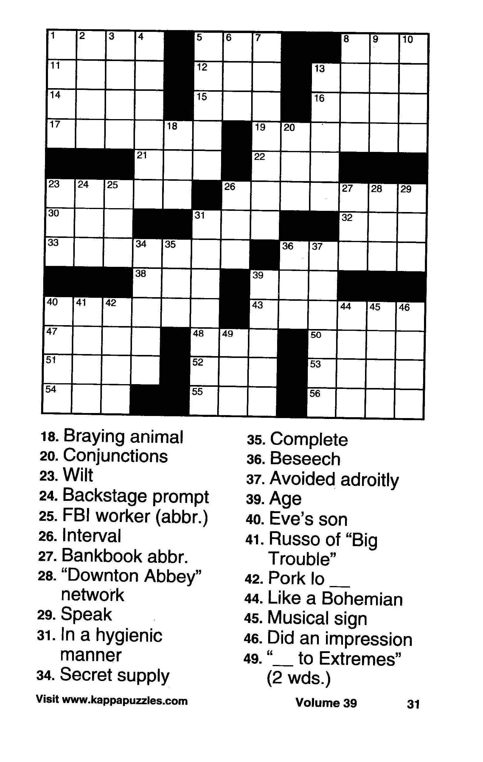 Printable Crossword Puzzles Large Print Printable We Love Printables