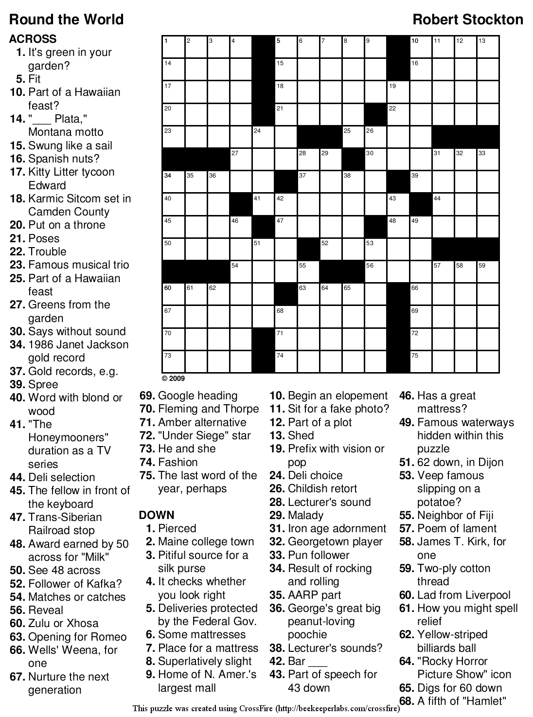 Printable Crossword Puzzles With Solutions