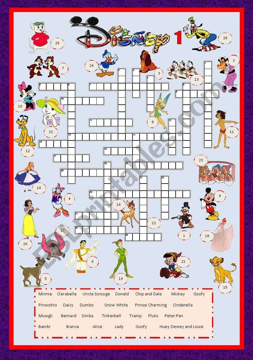 Printable Disney Crossword Puzzles Printable Free Templates