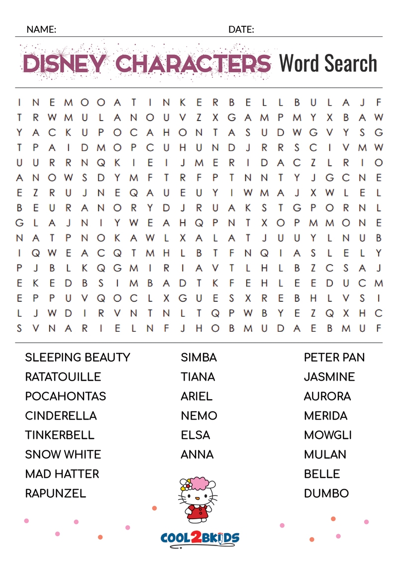 Printable Disney Word Search Cool2bKids Printable Disney Word Search Cool2bKids