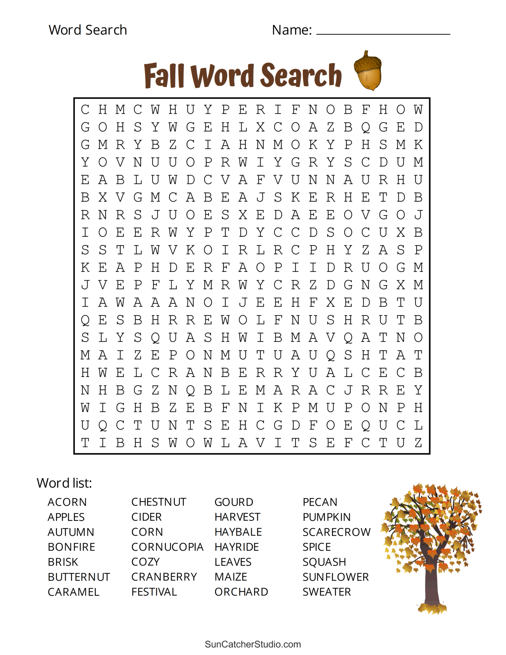 Printable Fall Word Search Jenny Printable Printable Fall Word Search Jenny Printable