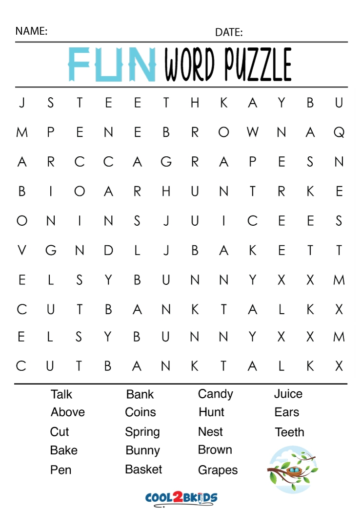 Printable Fun Word Searches Cool2bKids