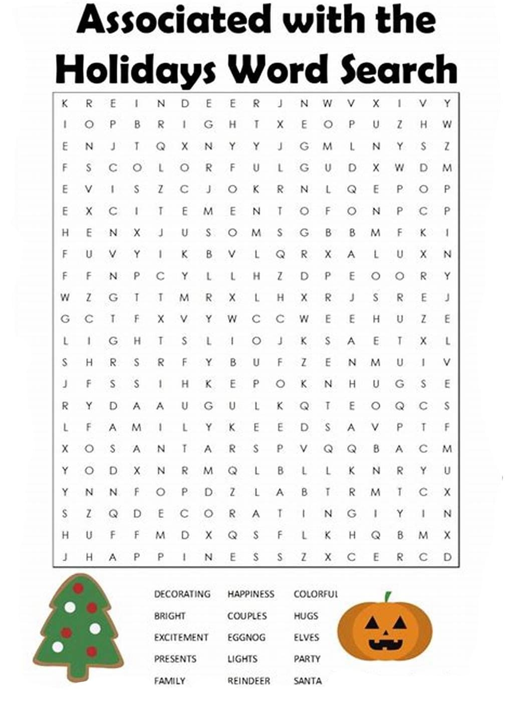 Printable Holiday Word Search PrintableLib