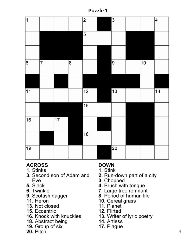 Printable Large Print Easy Crosswords Seniors Printable JD Printable Large Print Easy Crosswords Seniors Printable JD