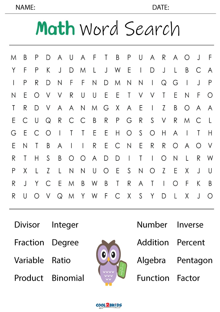 Printable Math Word Search Worksheets Word Search Maker