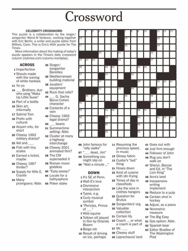 Printable Medium Cross Word Puzzles With Answer Key Printable JD