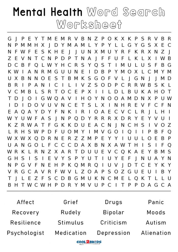 Printable Mental Health Word Search Cool2bKids Printable Mental Health Word Search Cool2bKids