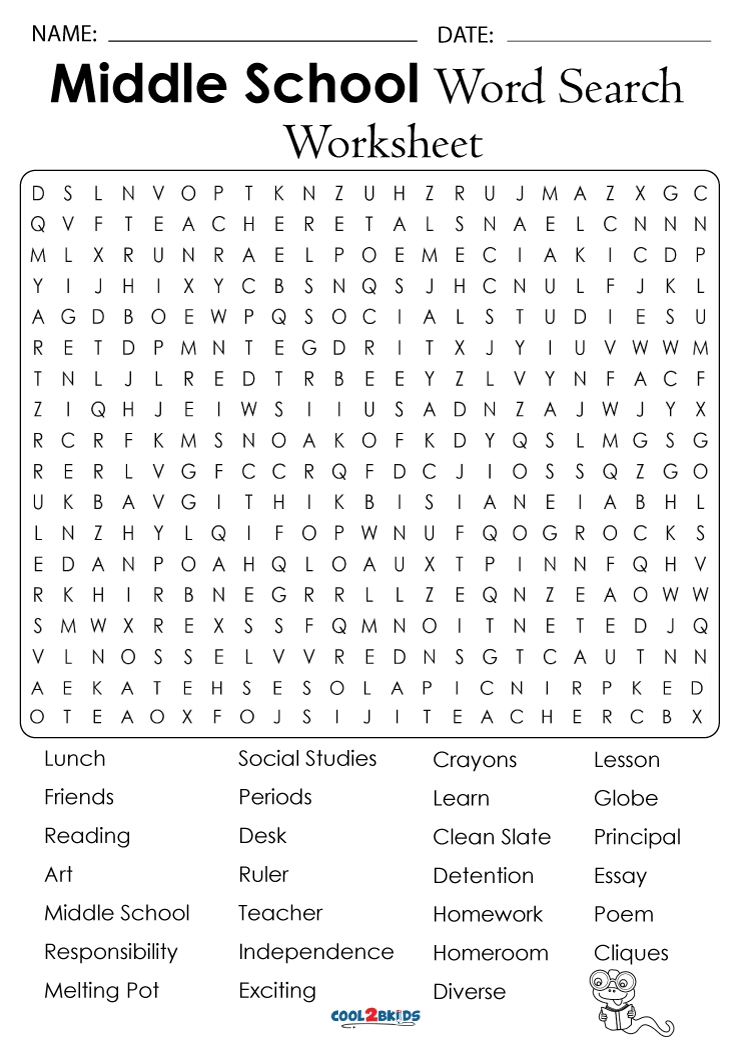Printable Middle School Word Search Cool2bKids