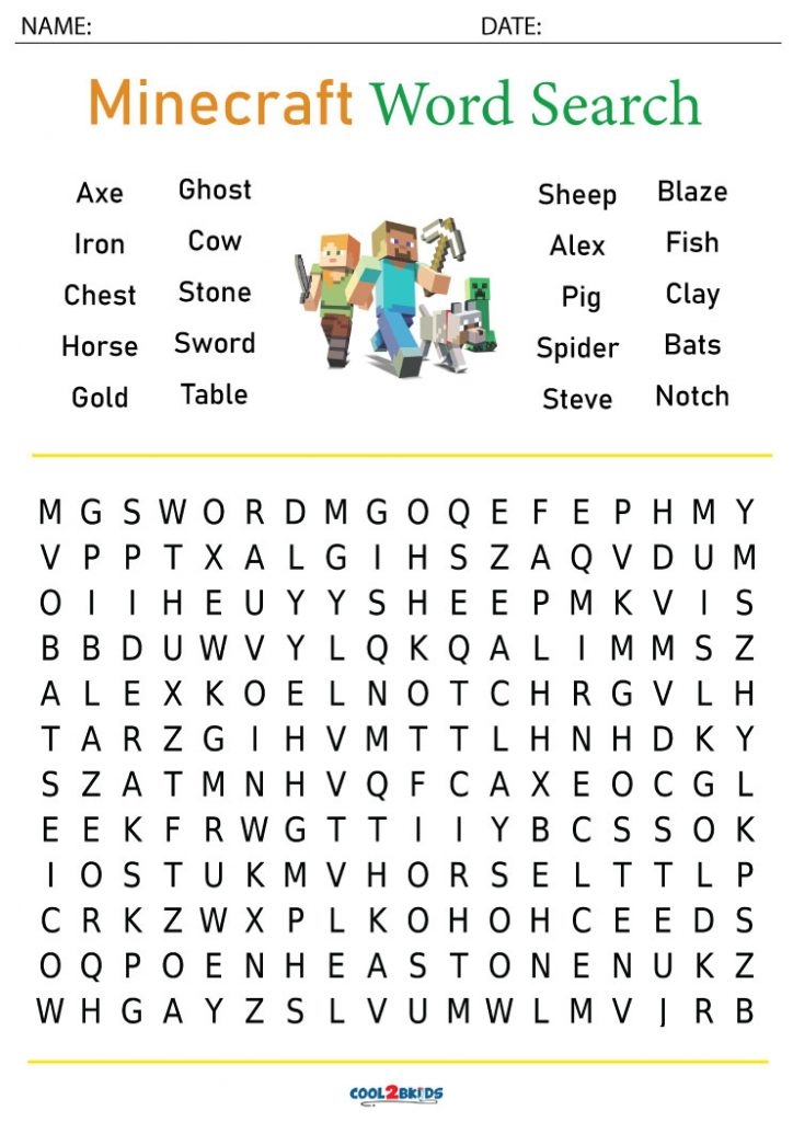 Printable Minecraft Word Search Cool2bKids Printable Minecraft Word Search Cool2bKids