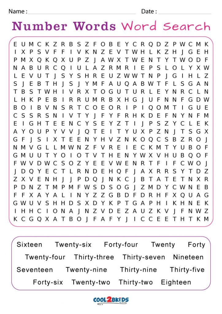 Printable Number Word Search Cool2bKids