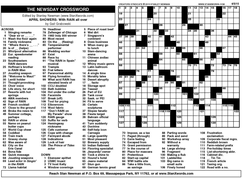 Printable Premier Sunday Crossword Free Printable Crosswords