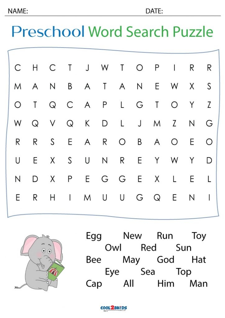 Printable Preschool Word Search Cool2bKids