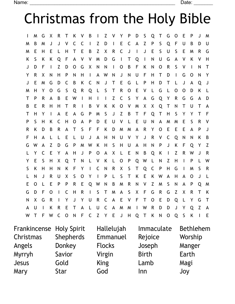 Printable Religious Christmas Word Search Word Search Maker