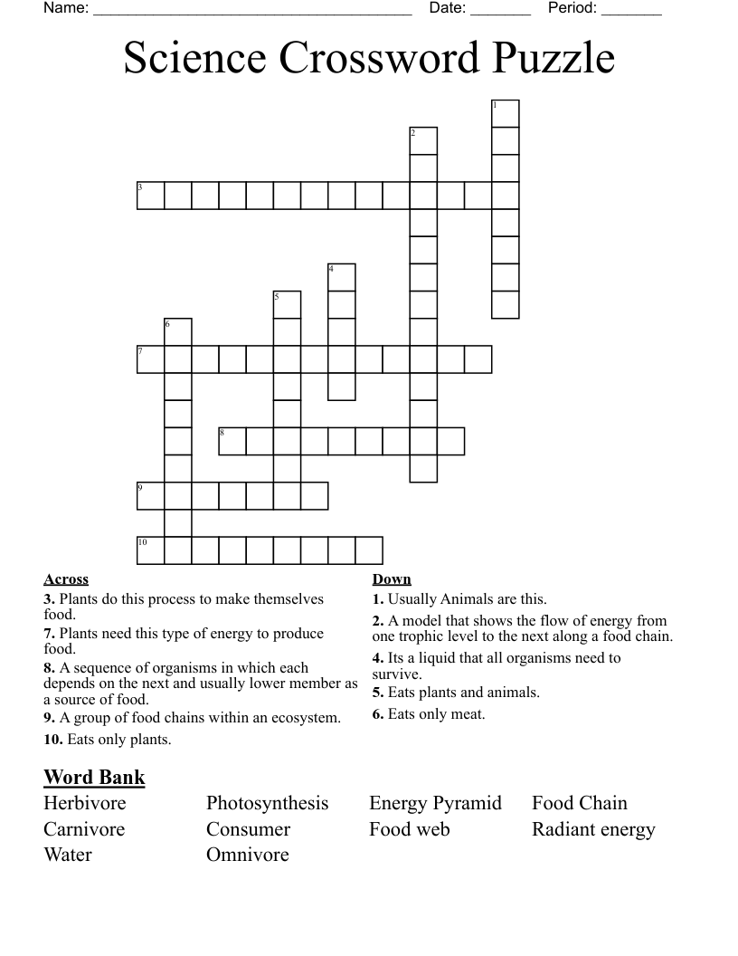 Printable Science Crossword Puzzles Printable Coloring Free Printable Science Crossword Puzzles Printable Coloring Free