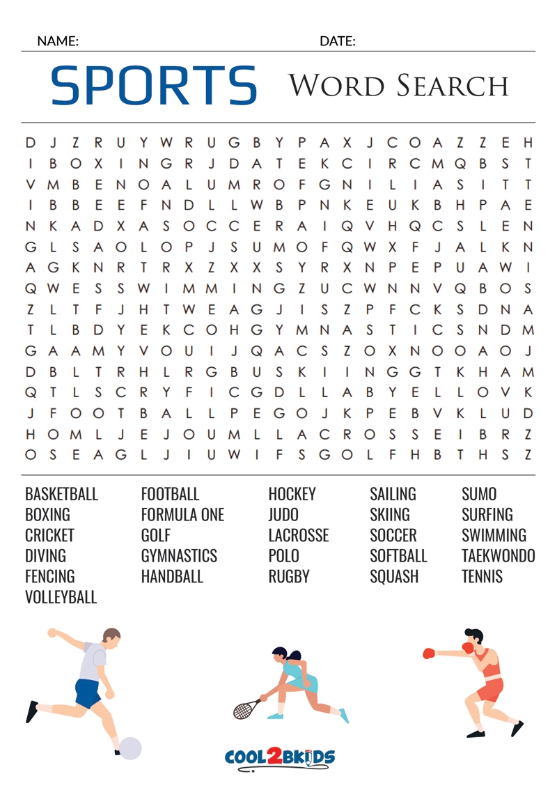 Printable Sports Word Search Cool2bKids