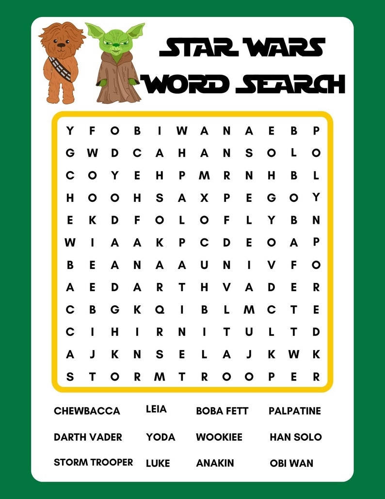 Printable Star Wars Word Search Word Search Maker