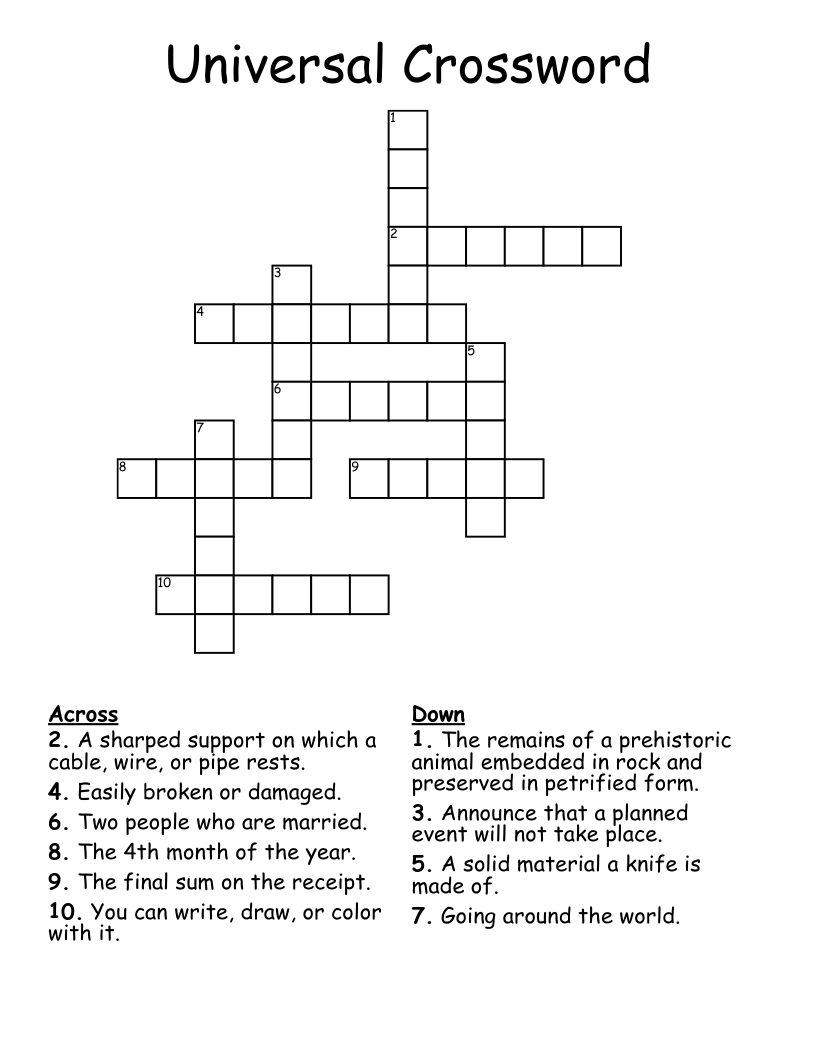 Printable Universal Crossword FREE Printable HQ